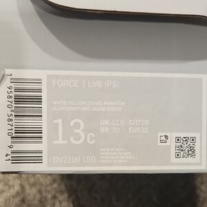 Nike Force 1 LV8 PS White and Yellow Sneakers